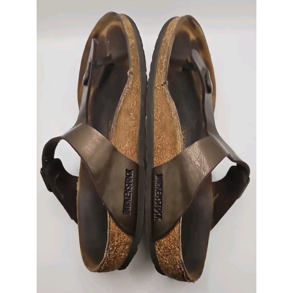 Vtg Birkenstock Gizah Women's 39 Leather Brown Toe Thong Flip Flop Sandals 113
